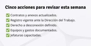 Teletrabajo obligaciones legales Chile - 5 acciones